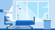 © Sutene - Hospital Room Depicting Medical Care with Bed, Window, and Modern IV Drip Equipment