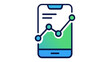 © Nusrat - Vivid mobile app development vector icon showing a smartphone with digital coding symbols and software engineering elements, ideal for modern business marketing and analytics illustration projects.