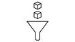 © Jahan  - Industrial metal funnel with geometric cubes entering the top for data processing vector icon illustration, clean minimalist flat design for professional technology and science visuals.