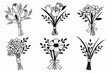 © MD - Set of five decorative floral branches with green leaves