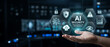 © Kudrat - Hand presenting AI security icons in a server room