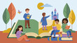 © Graphica - Children reading books and exploring imaginary worlds, fostering education and growth
