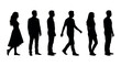 © DeStock - Silhouettes of people standing and walking isolated on white background