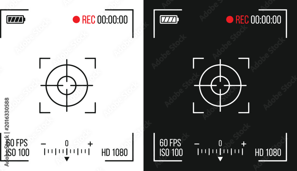 Camera Scanning Overlay Photo or video camera viewfinder display screen frame, camera interface ...