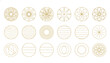 © Umar Arts - Golden geometric mandalas and sacred geometry icons, set of 18 luxury gold line art circles, elegant circular patterns for branding and logo design
