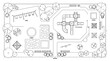 © Saharia - Topdown architectural site plan of a modern childrens playground with swings, play structures, mazes, and sandboxes