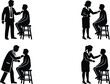 © mokbul - Doctor examining patient silhouettes set with medical checkup consultation poses vector illustration showing healthcare professionals and patient interaction scenes
