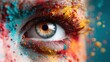 © svastix - A close-up of an eye surrounded by vibrant, colorful powder, evoking creativity and artistic expression while capturing an intense look symbolizing depth and emotion.