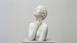 © Salim - A white bust sculpture of a woman with closed eyes touching her neck on a white pedestal base