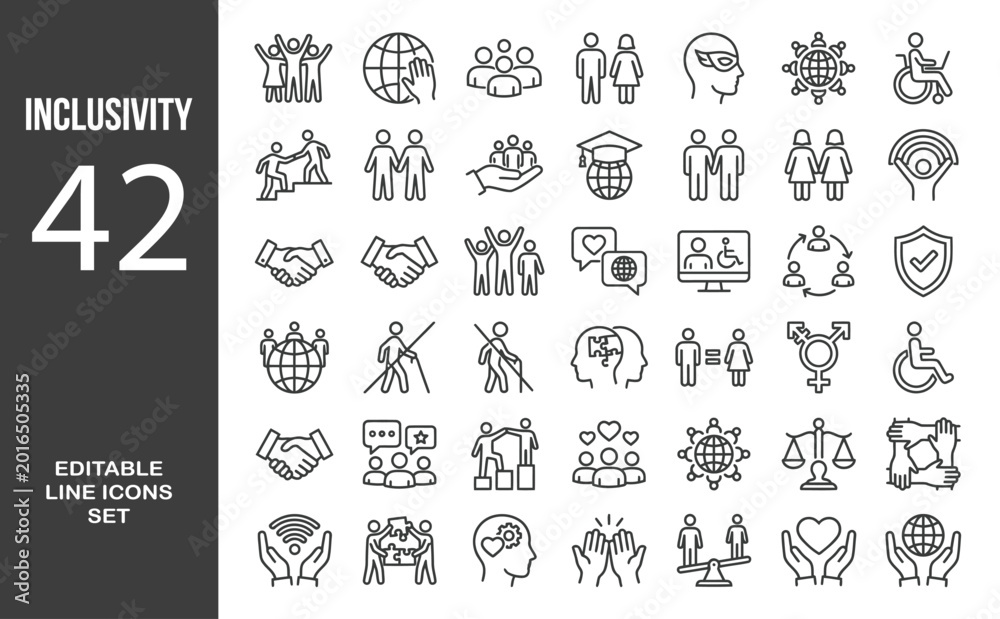 Pwd Inclusivity Icon Inclusivity icon set. Editable line icons. Vector illustration. Stock ...
