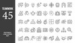© Minara - Teamwork icon set. Business related line icons: meeting, cooperation, support, collaboration, partnership, society, workshop, work group, human resource and more. Editable stroke. Vector illustration.