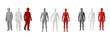 © Khar - Human Figure Models in Silver White and Red Colors Isolated on White Background, PNG