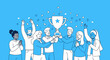 © project - Diverse Team Holding Trophy Cup.