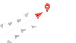 © feng - red paper plane racing white paper plane to destination. Leader, leaderplane ,business ,competition, vision, start up.Supports PNG files with transparent backgrounds.