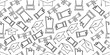 © Predi - Graduation theme pattern background. Seamless graduation attributes doodle pattern. Graduation supplies icon. Set of graduation atttibutes icon.