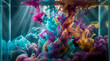 © shorife - Vibrant ink plumes mixing inside water in glass aquarium