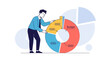 © Zevan - Man adjusting colorful pie chart for budget analysis, finance planning