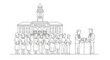 © Rita - Citizens queuing to vote at a village hall building