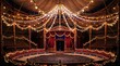 © Tin - A beautifully decorated circus tent with vibrant lights and elegant drapery.