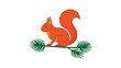 © aslam - A creative colorful line illustration of a red squirrel vector icon with editable stroke on a white background, representing forest wildlife and nature, perfect for high quality scalable designs.