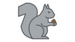 © aslam - Creative Grey Squirrel colorful line vector icon on white background, this forest wildlife illustration includes an editable stroke for customizable line weight and clean minimalist graphic design.