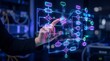 © Chiam - A hand interacts with a digital flowchart on a futuristic interface.