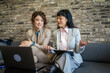 © Miljan Živković - Business women collaborating and discussing ideas in modern office