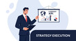 © Tirta - Businessman presenting company KPI and strategy execution on flip chart