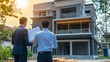 © Warawan - Agent and buyer checking house construction site.
