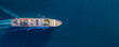 © moofushi - Aerial overhead view of a generic cruise ship sailing over the blue ocean with copy space as a concept for travel and tourism