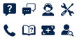 © Kebo - Icons representing customer support and communication tools, including chat, phone, and assistance services