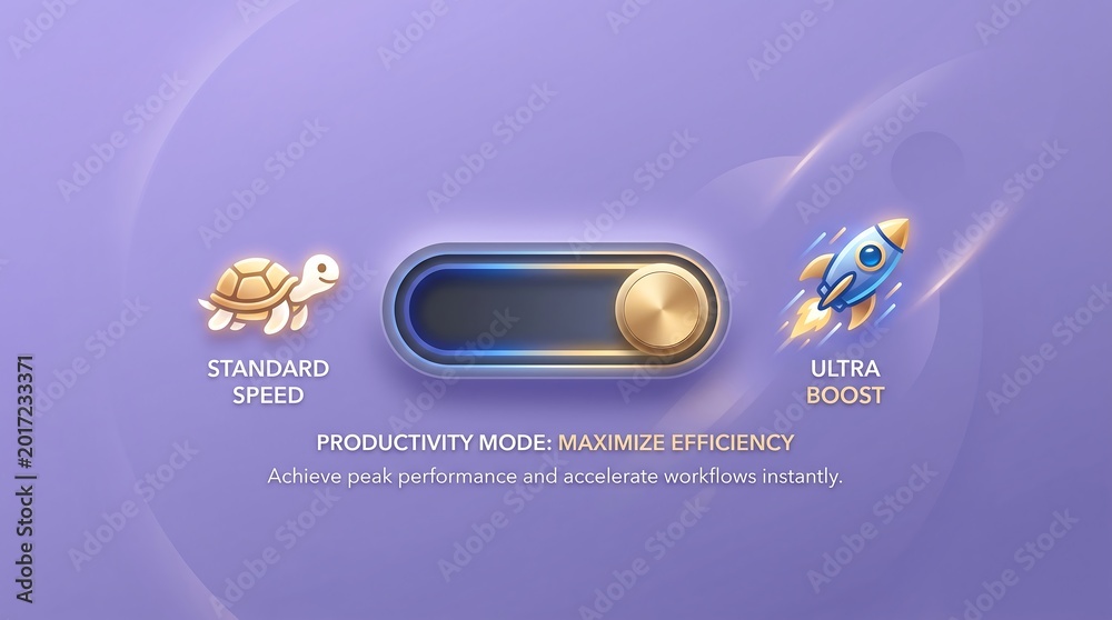 Productivity mode toggle ui with standard speed and ultra boost options ...
