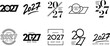© Fazle - Collection of black and white 'happy new year 2027 greeting celebration