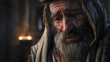 © RaeLi - Crying man with a grey beard in traditional robes, symbolic of biblical figures like Moses or Job in a moment of despair and prayer.