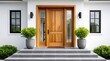 © NovaVision - Elegant modern home entrance with wood and glass details
