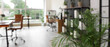 © Pixel-Shot - Blurred view of office with desks, shelf units and green plants