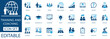 © Pixel Flat Design - Training and coaching icon set featuring mentor, workshop, online course, and leadership symbols. Professional editable vector icons for business education and personal growth.