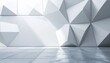 © Rendy Dastian - A sleek interior scene features a geometric patterned wall and shiny floor.
