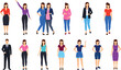 © Maslima - Female Character Illustration Set in Various Poses and Outfits for Lifestyle, Fashion, and Business Graphics