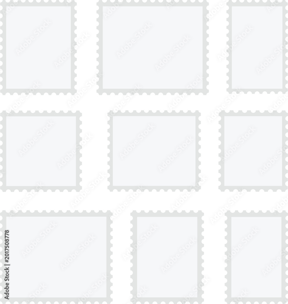 Blank white postage stamp collection set vector design. Empty ...