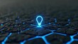 © 69 - Glowing blue light bulb icon symbol on a cracked textured surface representing innovation creativity and solution in dark environment