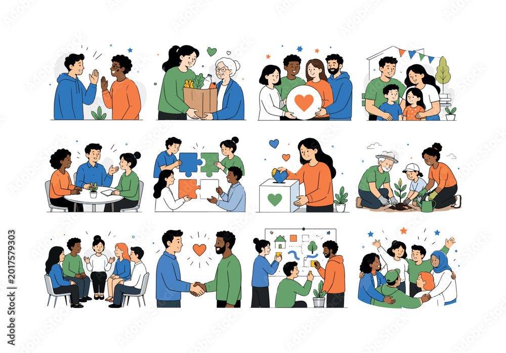Community Support Network. Social connection, teamwork, friendship ...