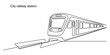 © Simanto - Continuous line drawing of a modern city train moving on the tracks