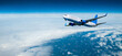 © syntheticmessiah - Commercial airplane flying over the clouds, air travel background with white plane in the flight among high clouds in the atmosphere
