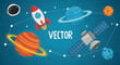 © Viva - Cartoon Space Rocket Planets and Satellite Illustration.