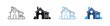© Anika - Neighborhood icon set .  Community housing and residential area concept. Outline, glyph, colored line and flat style. Vector illustration.