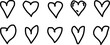 © MD RAFSAN - Hand drawn heart shapes in black on white background