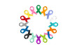 © Ali - Colorful awareness ribbons form a circle on white background symbolizing support and solidarity for various causes and charities