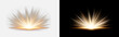 © Pixora - Gold ground burst isolated on transparent background, glowing golden rising sun ray explosion effect, radiant wide fan light spread shine, shimmering sunrise glow overlay, burst cutout, sun rays PNG
