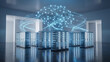 © awais - Cloud data center with connected server racks and glowing network brain for enterprise AI computing, secure infrastructure and digital storage technology concept